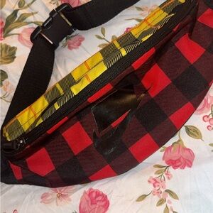 Nike Red and Black Plaid Fanny Pack